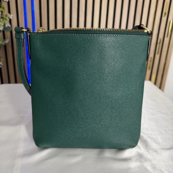 COACH Mini Rowan File Shoulder Bag in Dark Green Pebble Leather Crossbody CE871 - Picture 3 of 9